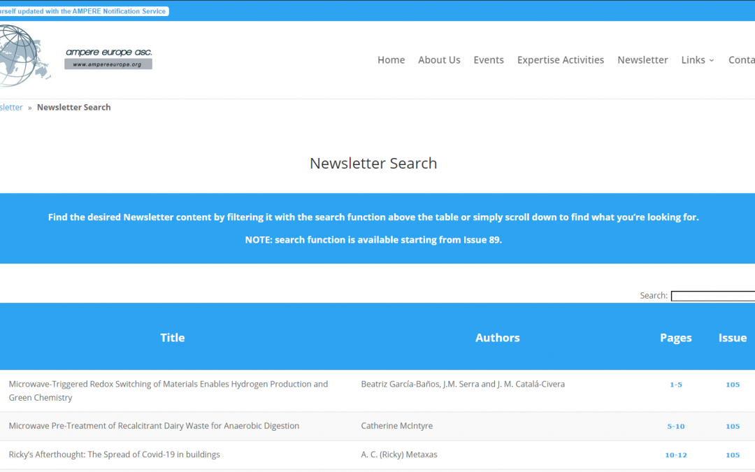 The AMPERE Newsletter and Search Function have been updated!